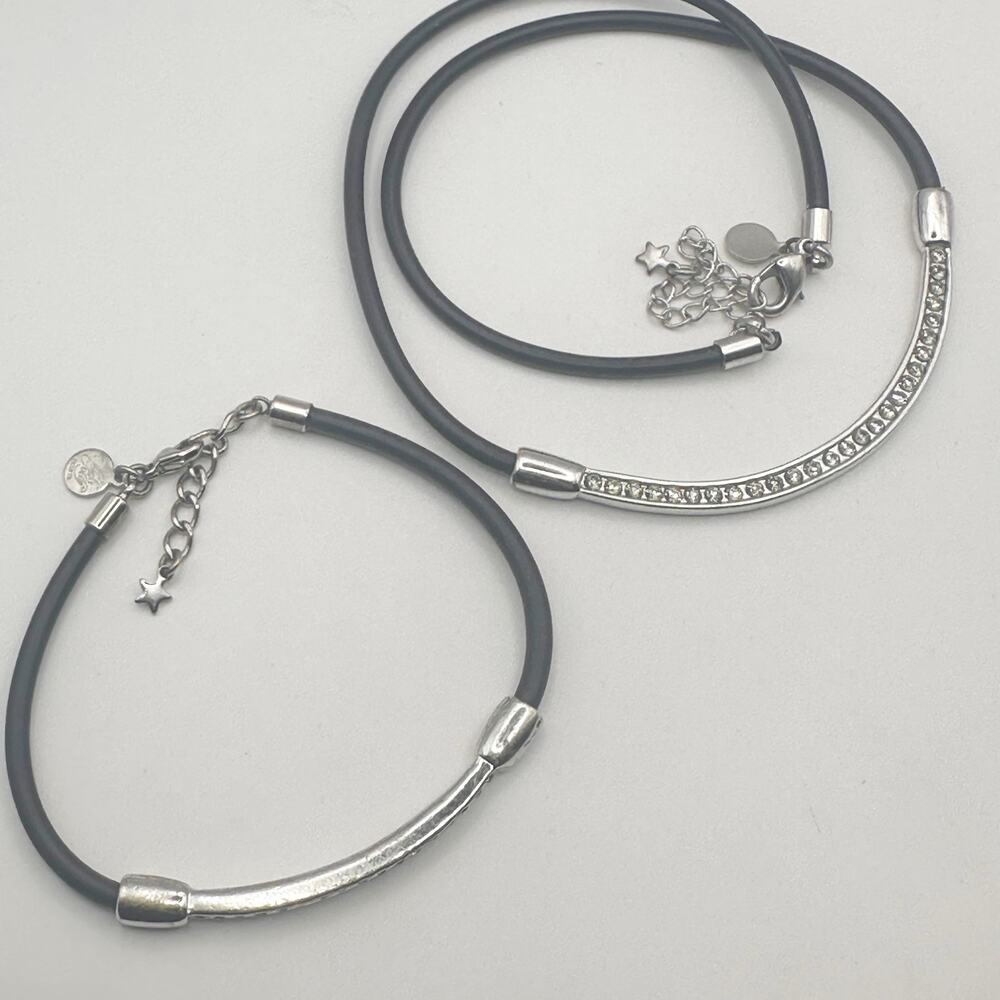 Kirks Folly Necklace Bracelet Set of 2 Lot Black Cord Classic Matching Jewelry